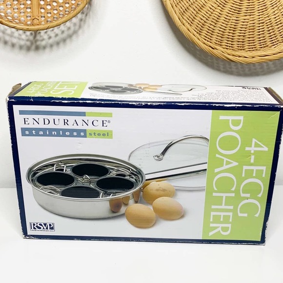 Endurance Kitchen Rsvp Endurance Stainless Steel 4 Egg Poacher New